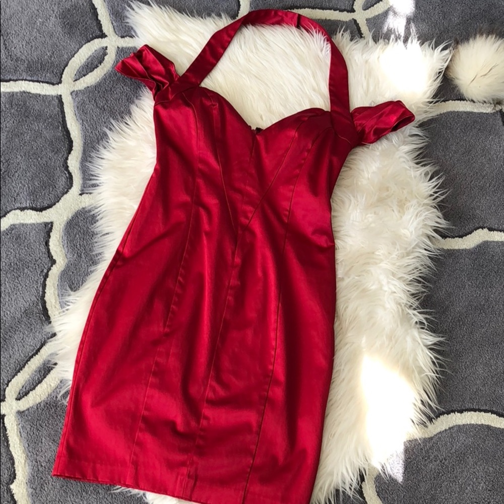 Bebe Berry red off the shoulder cocktail dress